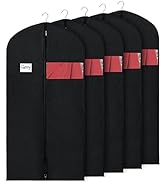 Univivi 5 Pack Suit Bags Garment Bag forStorage 60-inch Clothes Cover with Clear Window and ID Ca...
