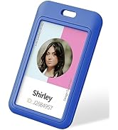Uniclife 3 Pack Sliding ID Badge Holder Vertical Hard Plastic Case with Clear Window Blue Card Pr...