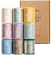 KEOSREE Multicolour Silk Chiffon Ribbon,Frayed Shimmery Silk Ribbon for Bridal Flower Bouquet Chr...