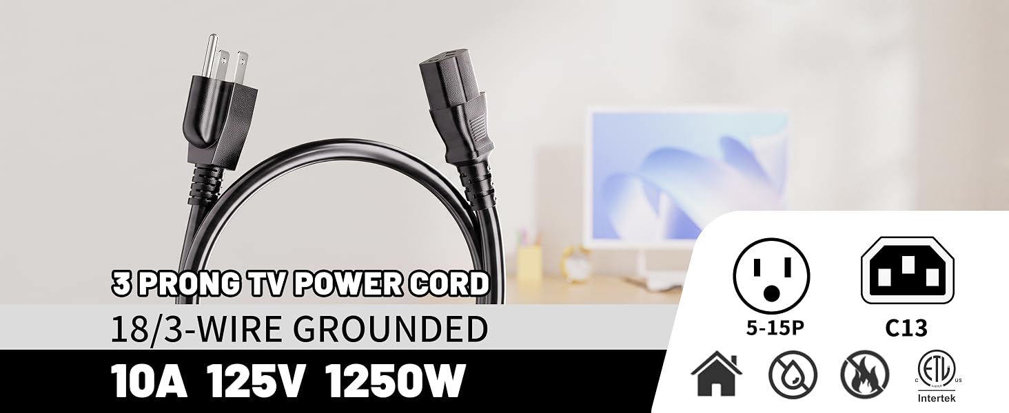 3 prong tv power cord