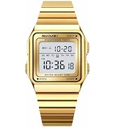 Gosasa Retro Square Digital Watch, Unisex Steel Band Dual Time Countdown | Retro Digital Watch wi...