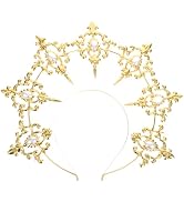 Uonlytech Angel Bridal Gold Halo Headband, Angel Halo Headband Crown Retro Goddess Halo Hair Band...