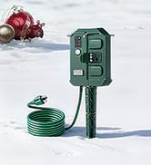 DEWENWILS Outdoor Power Stake Timer Waterproof, 6 Grounded Outlets, 6FT Extension Cord, 100FT Wir...