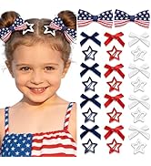 STGDAK 26 Pack 4th of July Hair Bow Accessories for Girls Women American Flag Bow Clip Red White ...