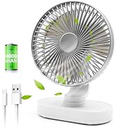 Small Oscillating Fan for Bedroom, 4000mAh Battery Powered Rechargeable Fan, 90° Vertical Manual ...