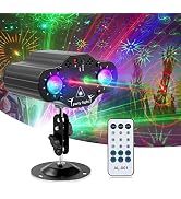 Party Lights DJ Disco Lights,Stage Laser Light Projector 2 RGB LED Multiple Patterns Sound Activa...