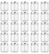 Fasmov 25 Pack 8 Ounce Clear Plastic Jars Containers with Screw On Lids, Round Empty Plastic Slim...