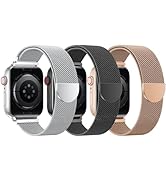 BELONGME 3 Pack Mesh Loop Compatible with Apple Watch Band 38mm 40mm 41mm 42mm 44mm 45mm 49mm Ser...