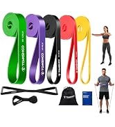 TOMSHOO 5 Packs Pull up Assist Bands, Resistance Bands with Straps Handles and Door Anchor, Stret...