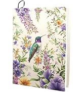 CRASPIRE Hummingbird Stretchable Book Cover Flower Animal Washable Reusable Large Nylon Book Prot...