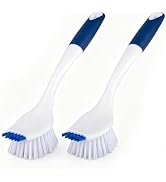 ITTAR Kitchen Dish Brush with Long Non-Slip Handle, 2-in-1 Kitchen Scraper & Brush, Heavy-Duty No...