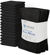 ZUPERIA Premium Bar Mop 16 Pack (12 x 12) - 100% Cotton Cleaning Towels Made with Ribbed Design f...