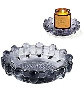 Bubble Glass Candle Dish Chic Large Grey Candle Holder Tray for Home Decor Modern Decorative Plat...