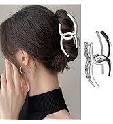 Irregular Hair Claw Clips Sliver Geometry Hair Clips Elegant Double C-Shape Design Large Hair Cat...