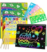 ZMLM Scratch Paper Art Craft: 2 Pack Rainbow Scratch Set for 3 4 5 6 7 8 9 10 Years Old Girls Boy...