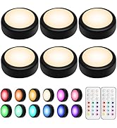 BLS LED Puck Lights with Remote Control, 13 Color Changing Under Cabinet Lighting Wireless, Push ...