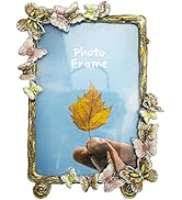 Tricune Floral Picture Frame Display Photo 4x6 Photo Frame Made of Metal and High Definition Glas...