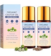 YADUO 2Pcs Organic Castor Oil with Rose Quartz Roller, Natural Moisturizer, Cold-Pressed Pure Org...