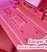 JMIYAV Pink RGB Gaming Mouse Pad 31.5x12 Inch PC XL Large Extended Glowing Led Light Up Desk Pad ...