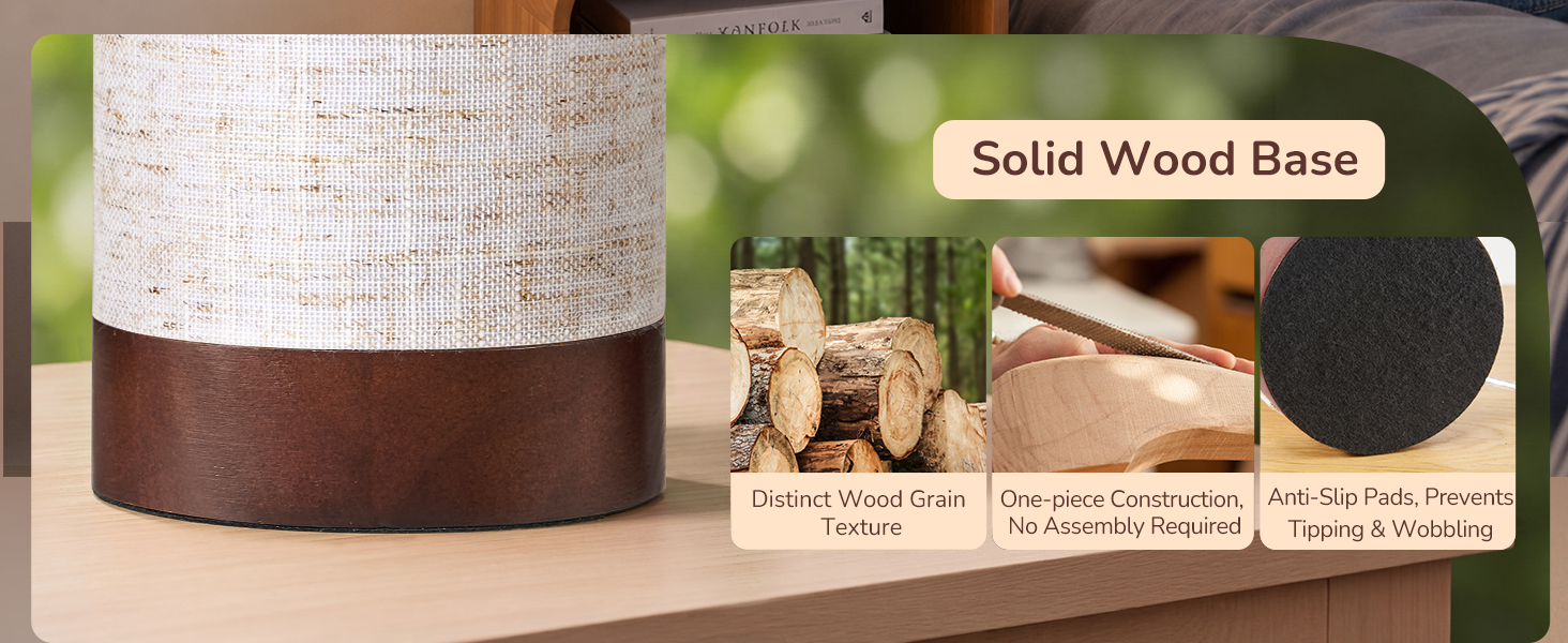 SOLID NATURAL WOOD BASE TABLE LAMP