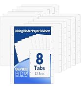 SUNEE Binder Dividers with Tabs for 3 Ring Binder, 8.5 x 11 Paper White Binder Dividers Blank wit...