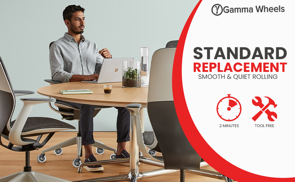 Suitable Office chair wheels for a hardwood floor are easy to use and are tool-free to use.