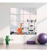 Ruomeng Home Gym Mirrors 12" x 12" x 16Pcs Wall Mounted Mirror Glass Frameless Full Length Mirror...