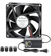 AmRunJe 80mm 12v dc Small Computer Fan with AC Plug 110v 220v Variable Speed Dual Ball Bearing fo...