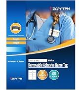 VZCPYTPM Printable Name Tags Stickers,2-1/3" x 3-3/8" Name Badges Stickers for Printer,80 Total,C...