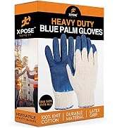 Blue Palm Working Gloves - Latex Rubber Coated Knit with Grip - Durable Safety Gloves for Constru...
