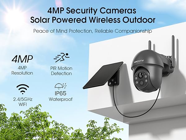 4MP Security Cameras Solar Powered Wireless Outdoor