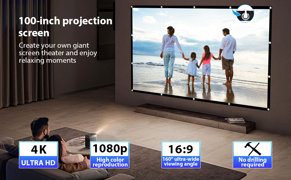 4K 1080P 16:9 projection screen