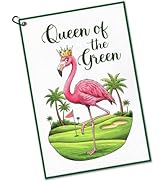 Gkodw Queen of The Green Golf Towel with Clip, Funny Flamingo Golf Bag Accessories for Women, Gol...