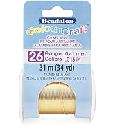 Beadalon ColourCraft Wire, 26 Gauge, Brass Light Color, 34 yd Spool