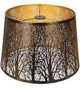 Etched Forest Metal Lampshade, ALUCSET Drum Metal Lamp Shade for Table Lamp,10" Top x 12" Bottom ...