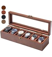 Exper City Watch Box, Watch Case for Men Women with Large Glass Lid, Wooden Watch Display Storage...
