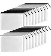 SUNEE Plastic Mesh Zipper Pouch 7x11 in (Black, 18 Packs),Extra Large Water-Resistant Zip Bag for...