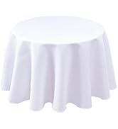 Biscaynebay Textured Fabric Round Tablecloths 60 Inches for Tables diameters from 28" to 48", Whi...