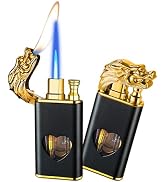 Torch Lighter, Magic Dual Flame Dragon Butane Lighter, Torch Lighter with Heart Shape Visible Fue...