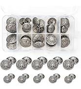 Silver Buttons for Blazer, 28pcs Metal Blazer Buttons for Clothes, 18mm/0.7IN 23mm/0.9IN Replacem...