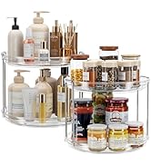 LAMU 2 Pack 2 Tier Lazy Susan Turntable Organizer 9.25'' Rotating Spice Rack Organization for Cab...