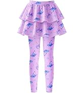OlyPegic Girls Leggings with Skirt Toddler Kids Leggings Skirt Pants Footless Tights with Ruffle ...