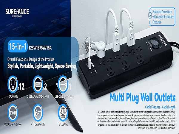 Power strip surge protector