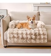 YQLKYMLO Dog Bed for Couch, Calming Dog Couch Bed for Small Medium Dogs, Fluffy Faux Fur Fuzzy Wa...