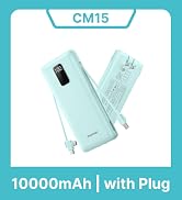 charmast 10000mAh Portable Charger with Built-in Cables and AC Wall Plug | Slim All-in-One USB-C ...