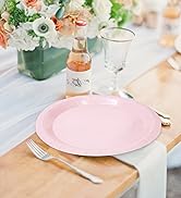 FALIZIFU 50 Pcs Light Pink Paper Plates 7 Inch Pink Dessert Plates Disposable Dinner Plates for B...