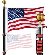 Yescom EZ GO 20ft Telescopic Flag Pole Kit Upgrade Rotating Lock Aluminum Flagpole Set for Outsid...