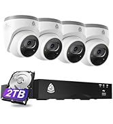 Akinguar 4K PoE Security Camera System, 8CH NVR with 2TB HDD + 4PCS 8MP Wired PoE IP Cameras with...