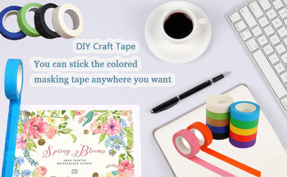 Colored Masking Tape, Kids Art Supplies Colored Tape, DIY Craft Tape, Colored Tape Rolls