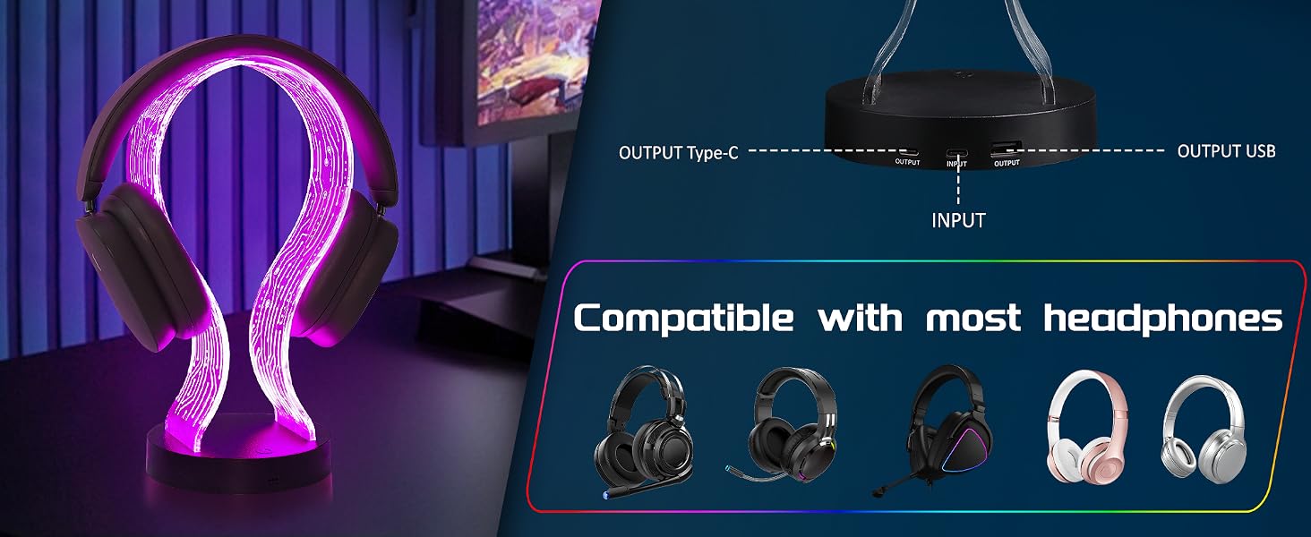 CoolGift Mart Light Up 16 Colors Headphone Stand